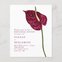 Minimal Watercolor Anthurium Wedding Programme