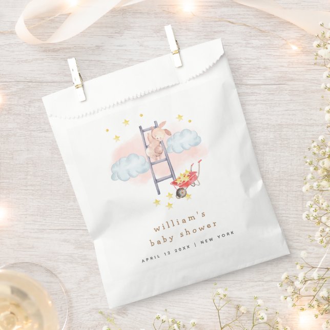 Minimal Watercolor Boho Bunny Stars Baby Shower Favour Bags (Clipped)