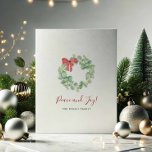 Minimal Watercolor Botanical Wreath Red Christmas Holiday Card<br><div class="desc">Spread joy this holiday season with these farmhouse-style bulk Christmas cards, perfect for personal or business use. This minimal Christmas card showcases a hand-painted watercolor wreath adorned with lush winter botanical greenery and a vibrant red bow, set against a crisp white background. The modern brush script reads "Peace and Joy,...</div>