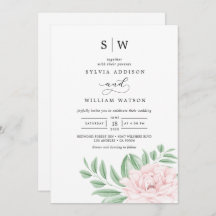 Minimal Watercolor Eucalyptus Blush Pink Wedding