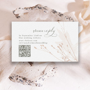 Minimal Watercolor Floral Branches Wedding QR Code Enclosure Card