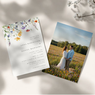 Minimal Watercolor Floral Wedding Invitation