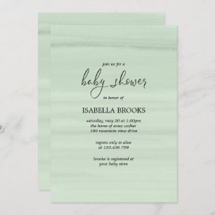 Minimal watercolor Mint green baby shower Invitation