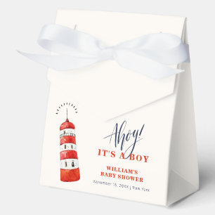 Minimal Watercolor Nautical Lighthouse Baby Shower Favour Box