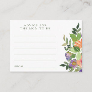 Minimal Watercolor Orange Floral Advice for Mum Enclosure Card