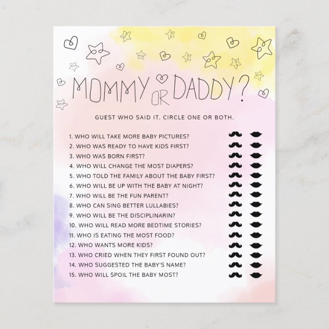Minimal Watercolor Pink Mummy or Daddy Baby Shower (Front)