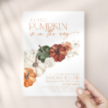 Minimal Watercolor Pumpkin Baby Shower