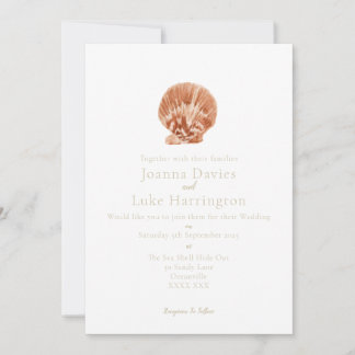 Minimal Watercolor Scallop Shell Design Invitation