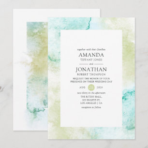 Minimal Watercolor Wedding Invitation