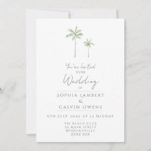 Minimal Watercolour Palm Tree Wedding Invitation