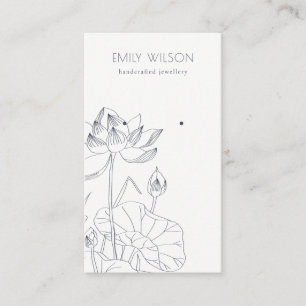 Minimal Waterlily Floral Sketch Earring Display Business Card