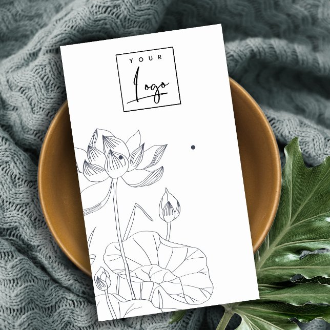 Minimal Waterlily Floral Sketch Earring Display  Business Card (Creator Uploaded)
