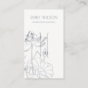 Minimal Waterlily Floral Sketch Hair Clip Display Business Card