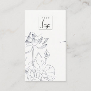 Minimal Waterlily Floral Sketch Necklace Display Business Card