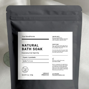 Minimal Waterproof Bath Salts Ingredients Label