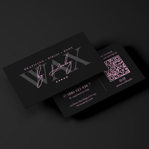 Minimal Wax Studio Pink Black Waxing Specialist Business Card