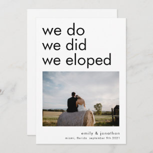 Minimal We Do We Did We Eloped Photo Announcement