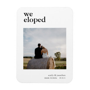 Minimal We Eloped Photo Elopement Announcement Magnet