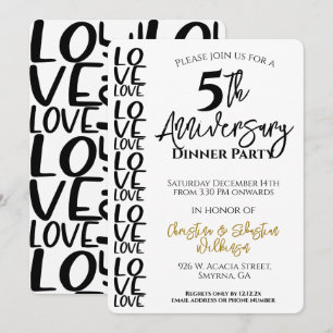 Minimal Wedding Anniversary Dinner Party Invitation