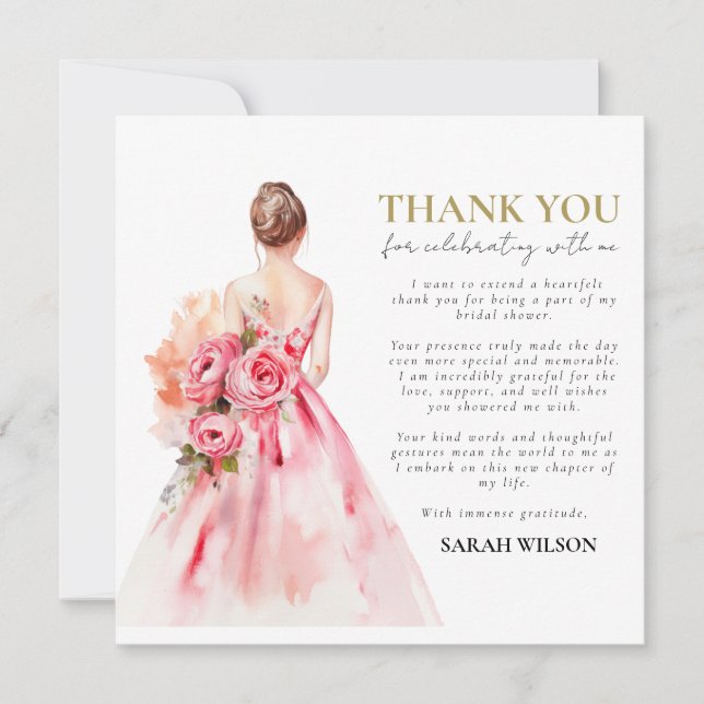 Minimal Wedding Bridal Shower Thank You  Invitation (Front)