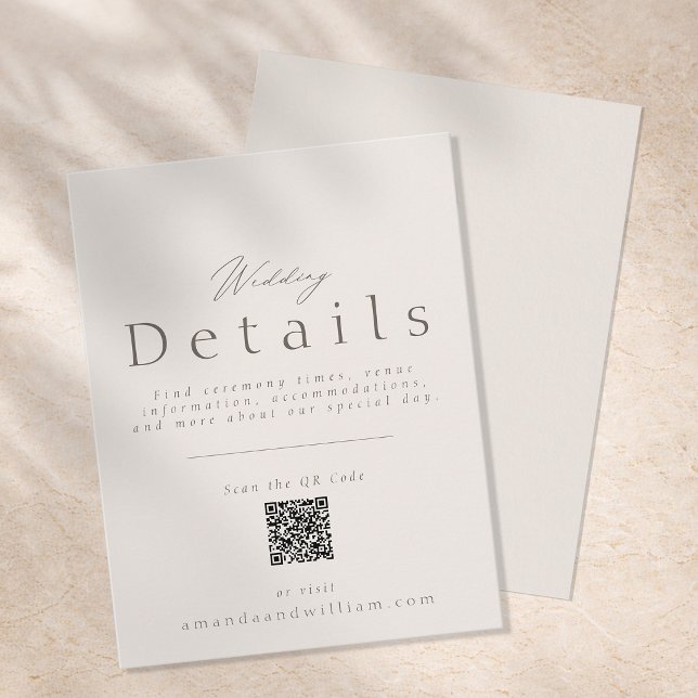 Minimal Wedding Details Card with QR Code (Creator Uploaded)