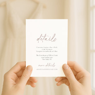 Minimal Wedding Details Card with Soft Calligraphy