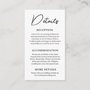 Minimal Wedding Details Enclosure Card