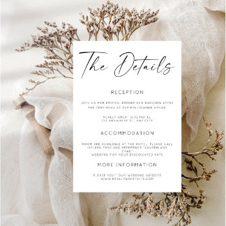 Minimal Wedding Details Enclosure Card
