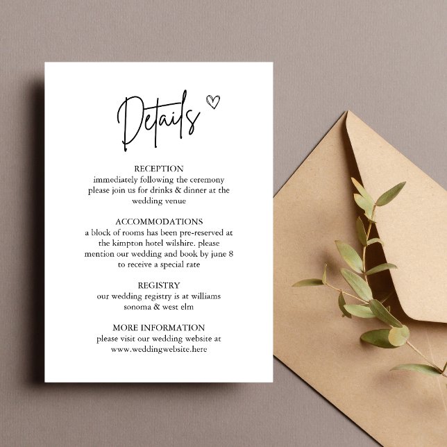 Minimal Wedding Details Enclosure Card (Creator Uploaded)