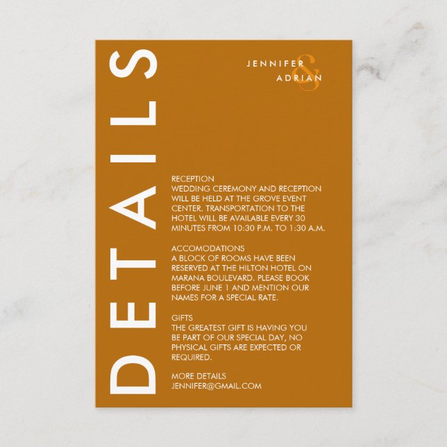 Minimal Wedding Details Invitation (Front)