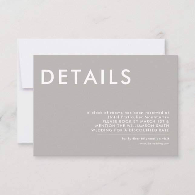 Minimal Wedding Details Invitation (Front)
