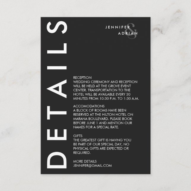 Minimal Wedding Details Invitation (Front)