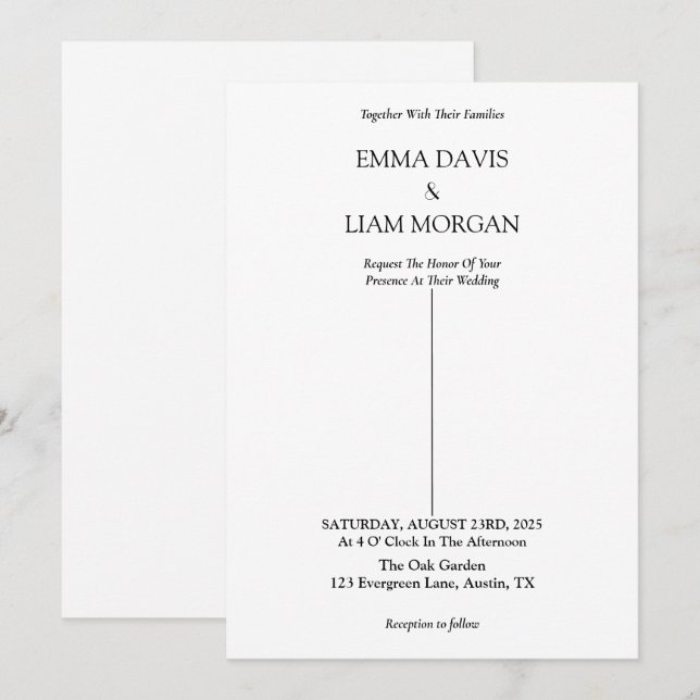 Minimal Wedding Invitation card (Front/Back)