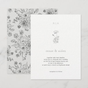 Minimal Wedding Invites, Botanical Wedding Invitation