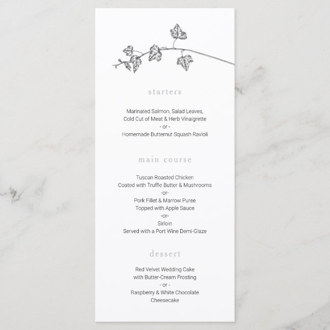Minimal wedding menu (Front)