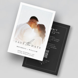 Minimal Wedding Monogram Photo Frame Dark Grey Save The Date