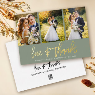 Minimal Wedding Photo Collage Sage Thank You