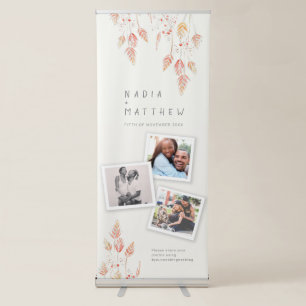Minimal wedding photo grass and berries retractable banner