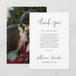 Minimal Wedding Photo Overlay Calligraphy Script Thank You Card