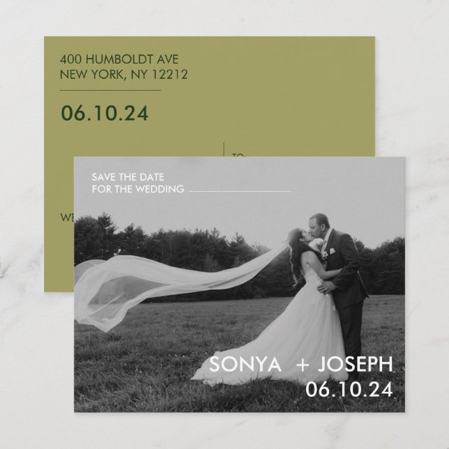 Minimal Wedding Photo Save the Date Cards (Front/Back)