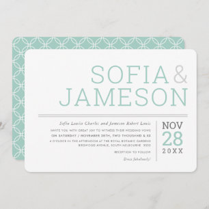 MINIMAL WEDDING plain modern type pastel grey mint Invitation