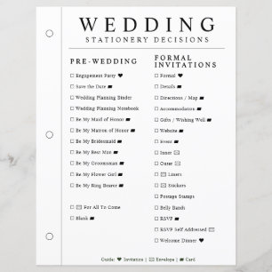 Minimal Wedding Planner Stationery Decisions Page