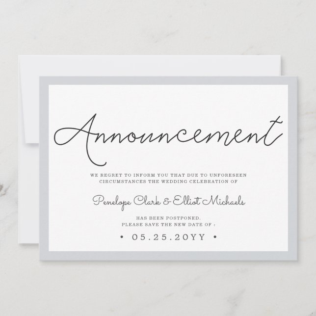 Minimal Wedding Postponement Invitation (Front)