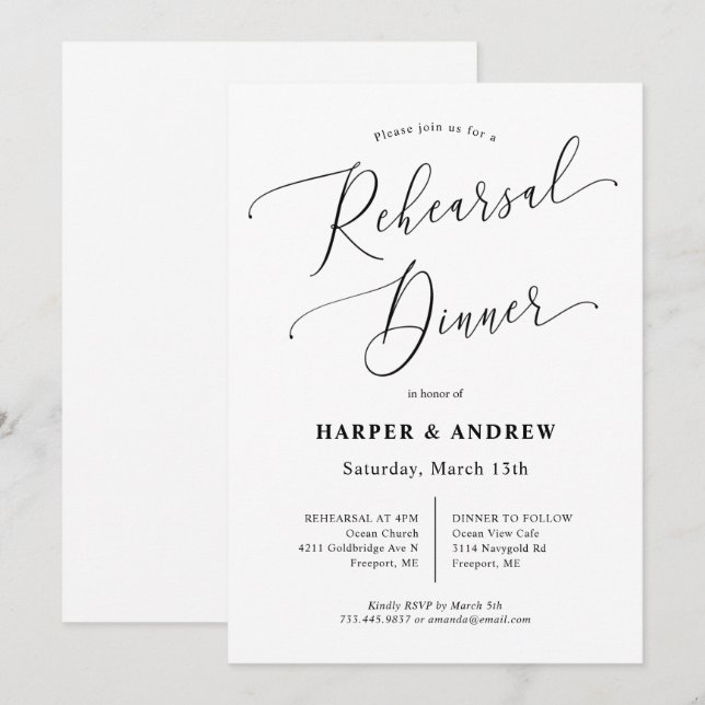 Minimal Wedding Rehearsal Dinner Invitation (Front/Back)