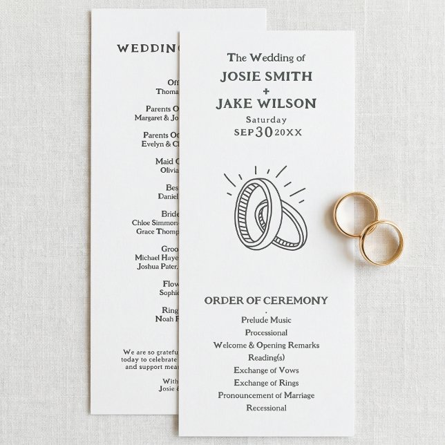 Minimal wedding rings wedding ceremony program programme (Minimal wedding rings wedding ceremony program)