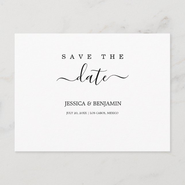 Minimal Wedding Save the Date Postcard (Front)