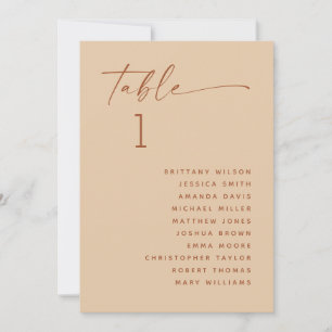 Minimal Wedding Seating Chart in Warm Peach Sand Invitation