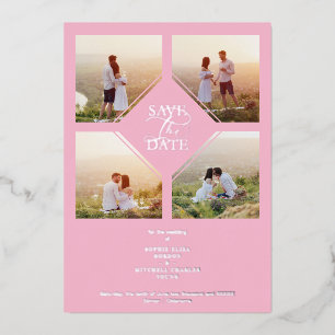 Minimal Wedding Soft Blush Pink & Silver 4-Photos 