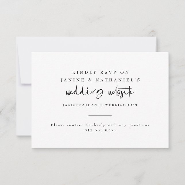 Minimal Wedding Website Calligraphy   RSVP Card (Front)