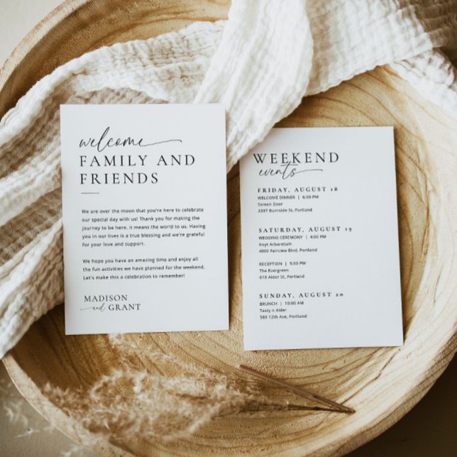 Minimal Wedding Welcome Bag Letter Timeline Card (Creator Uploaded)